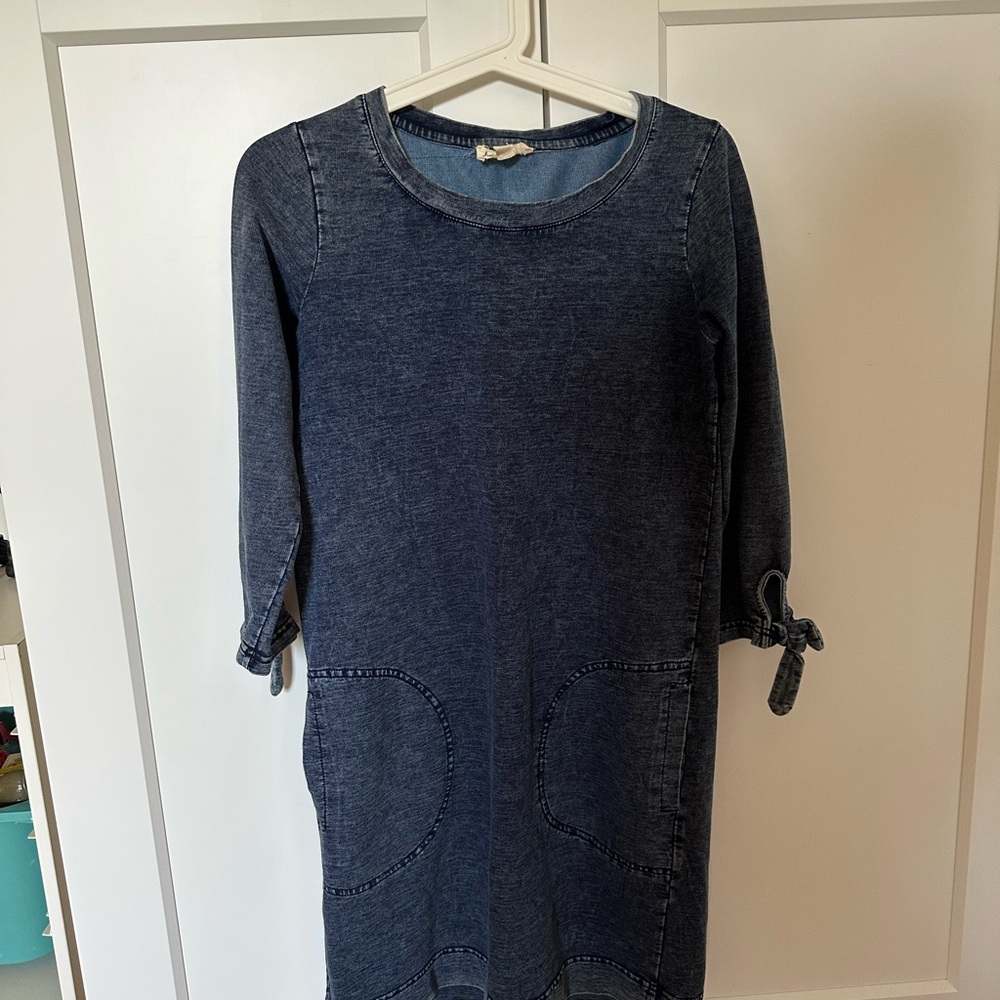 Dark Blue Denim Dress with Pockets